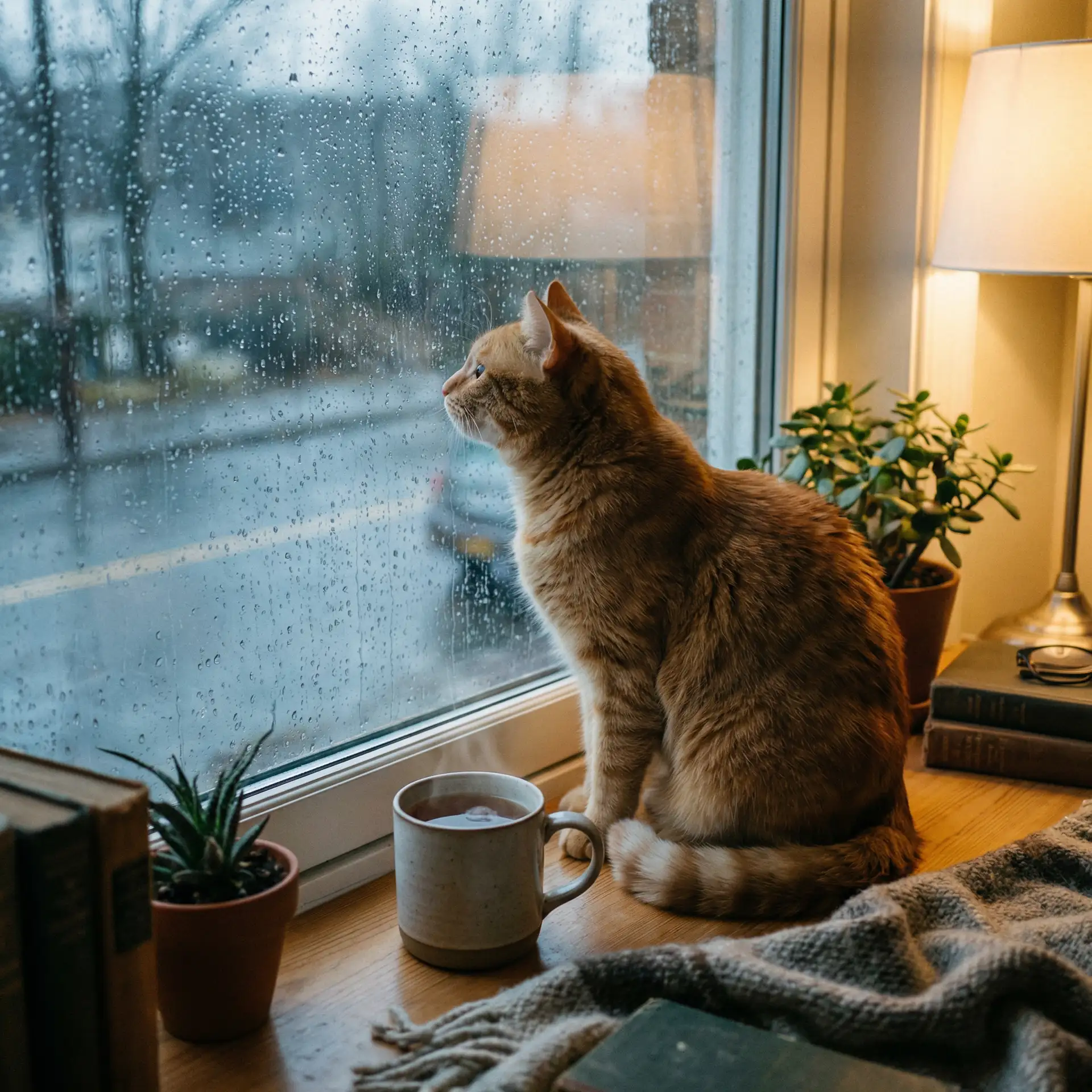猫咪望着窗外的雨 - 360家庭卫士的操作温度范围是